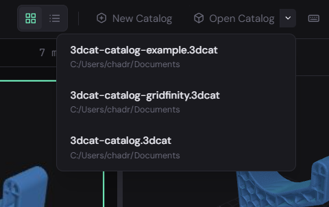 New and Open Catalog buttons in the toolbar